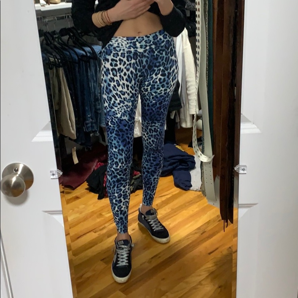 Liquido Blue Leopard Print Leggings - Picture 3 of 10